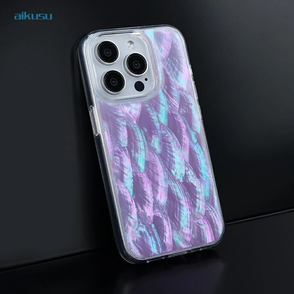 High-gloss light purple shimmer 1.5M anti shock mother of pearl phone case ODM/OEM manufacturer aikusu 1