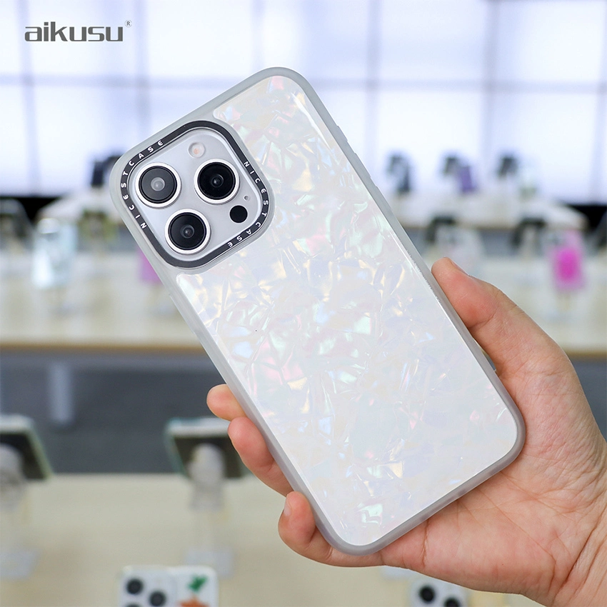 天然人造 3M 防震珍珠母手機殼批量購買供應商 aikusu 1