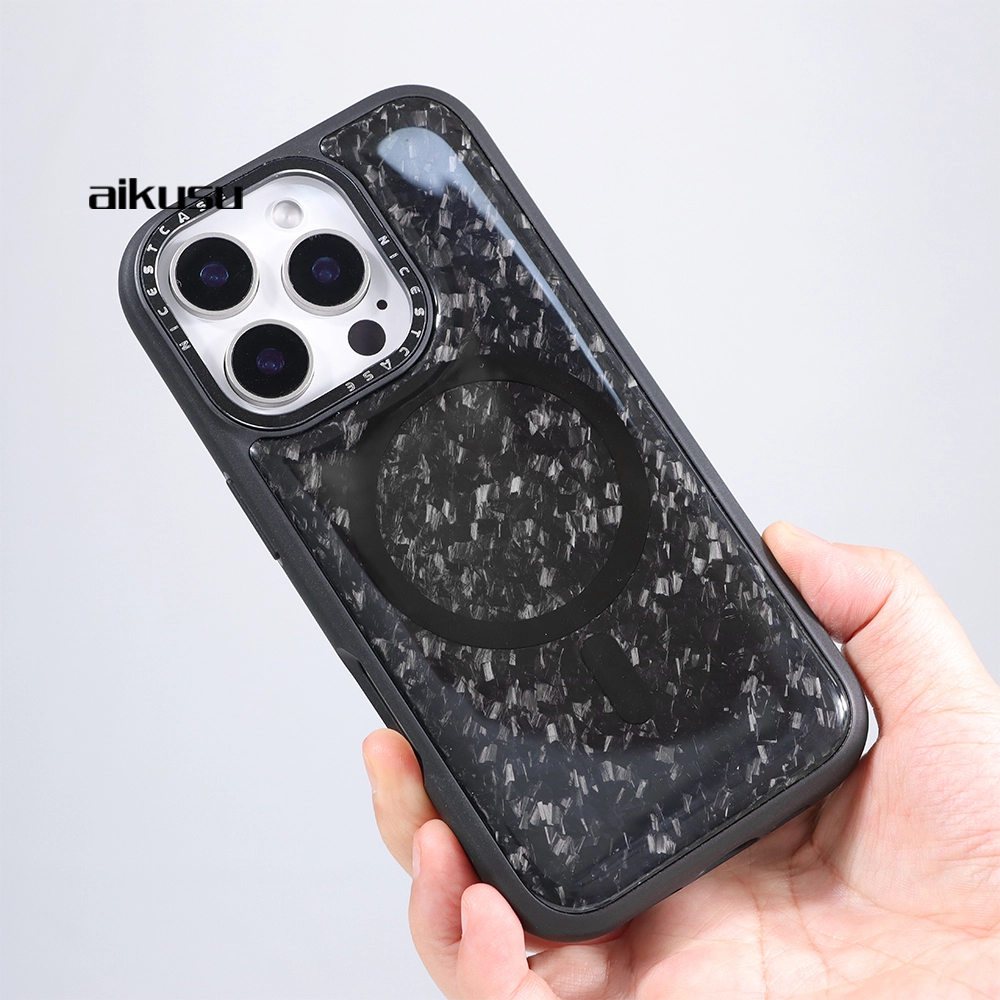 aikusu 3m anti-choc anti-chute forgé en fibre de carbone étui de téléphone portable étui de téléphone portable magnétique 1