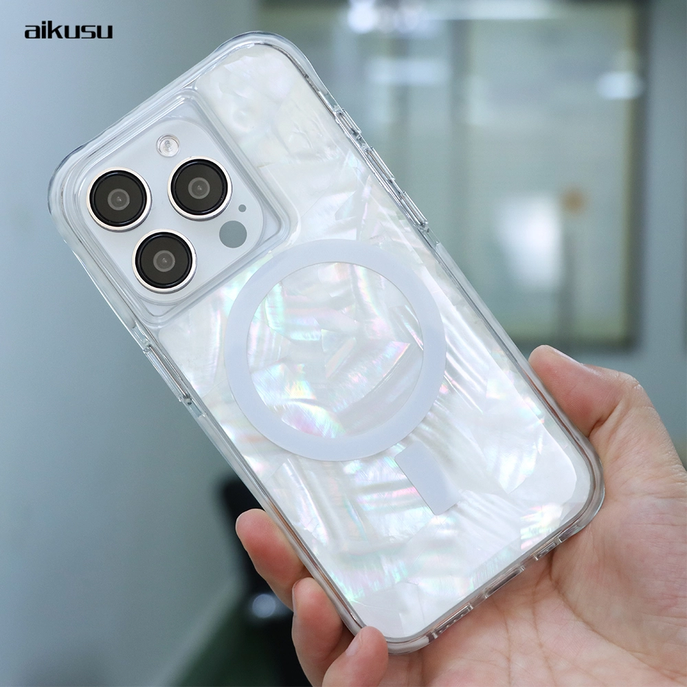 Full protection 5M anti shock white mother of pearl phone case custom wholesale manufacture aikusu 1