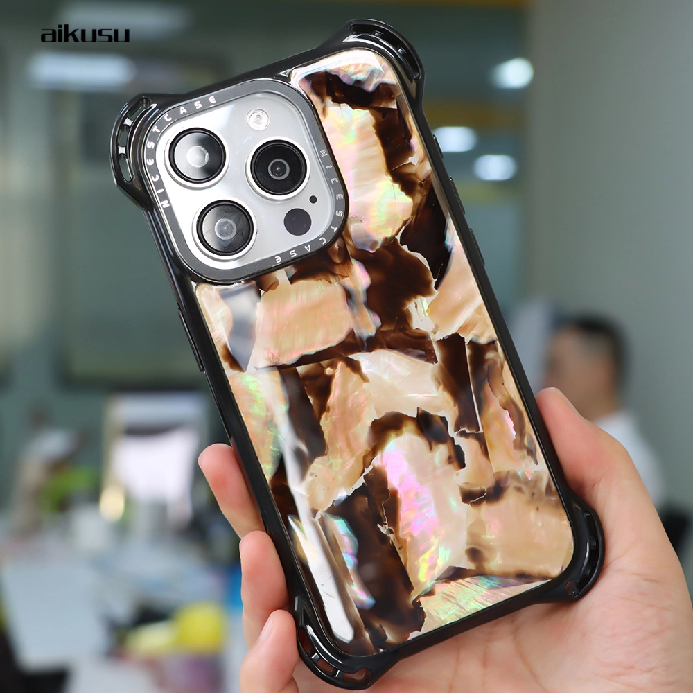 Unique tortoise shell 7.5M anti shock mother of pearl phone case wholesale business in bulk quantity aikusu 1