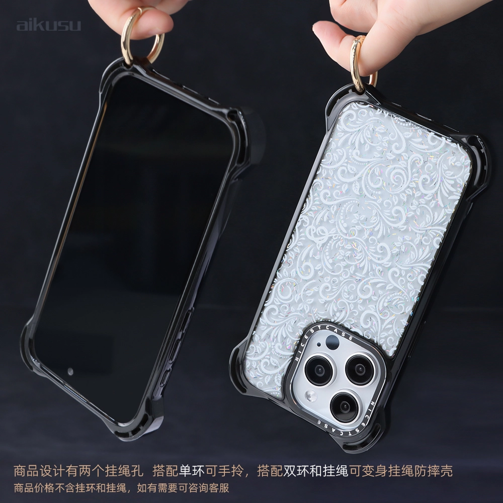 半透明 7.5 メートル落下防止耐衝撃 UV プリントグリッター電話ケースカスタマイズされたサプライヤー aikusu 1