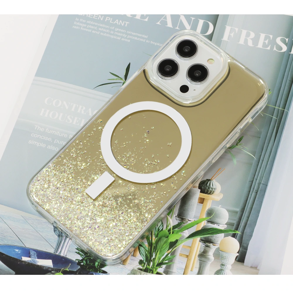aikusu 1.5m  drop proof anti shock gold mirror glitter phone case magnetic phone case 1