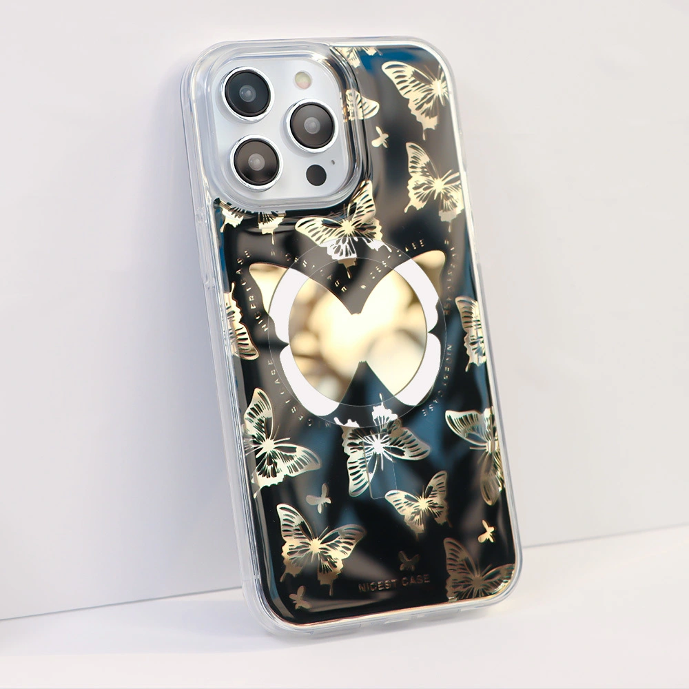 Comprehensive protection 1.5m drop proof anti shock UV printing black mirror butterfly mobile phone case custom vendor aikusu 1