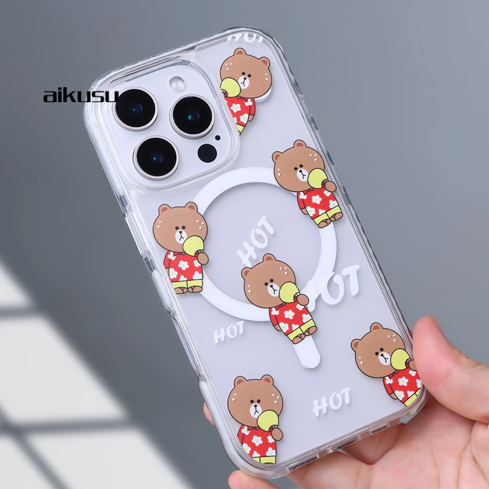 Crystal clear 5M drop proof anti magnetic flip UV printing phone case bulk buy supplier aikusu 1