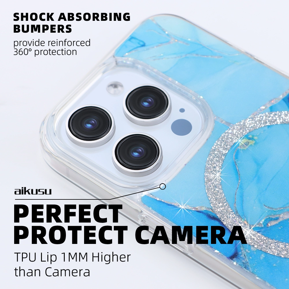 aikusu 1.5M anti shock UV printing glitter resin phone case bulk buy manufacture aikusu blue 1
