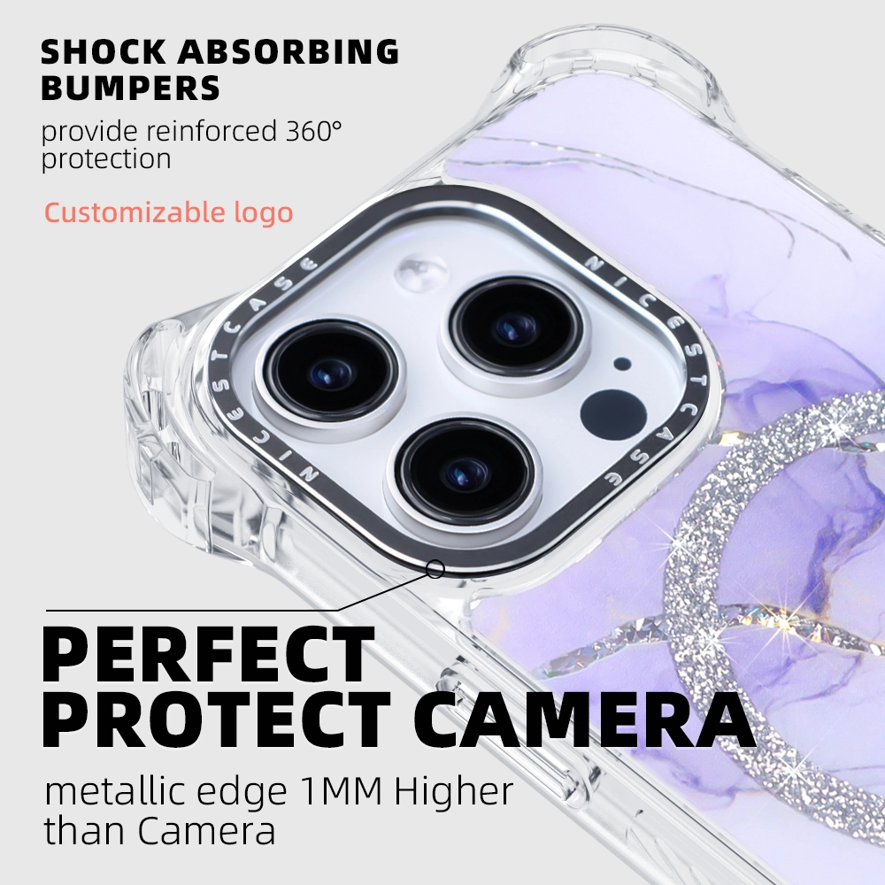 7.5m drop-proof UV printed glitter Magnetic phone case-Purple 1