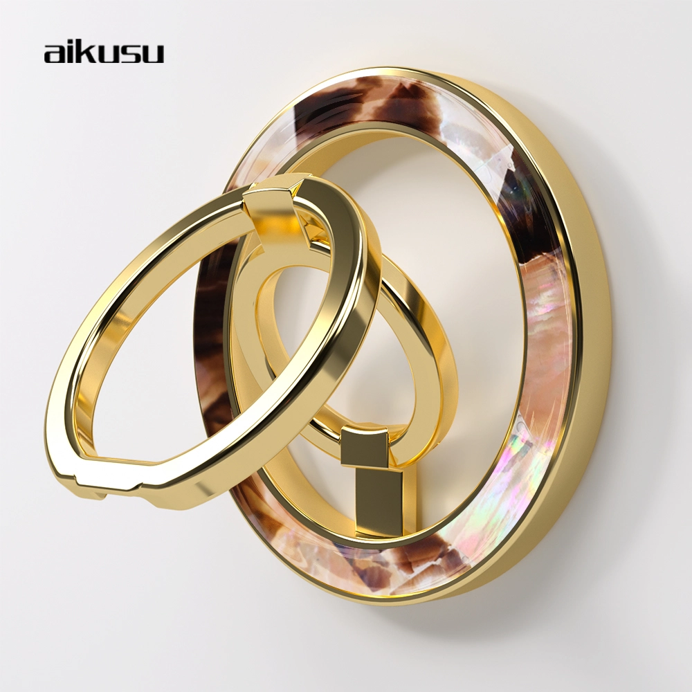 aikusu Supporto per cellulare a doppio anello in madreperla-W113 1